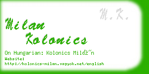 milan kolonics business card